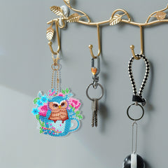 6pcs Diamond Painting Owl Keychain DIY Kit