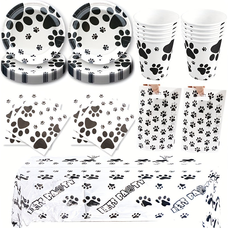 Dog Paw Prints Party Supplies Set