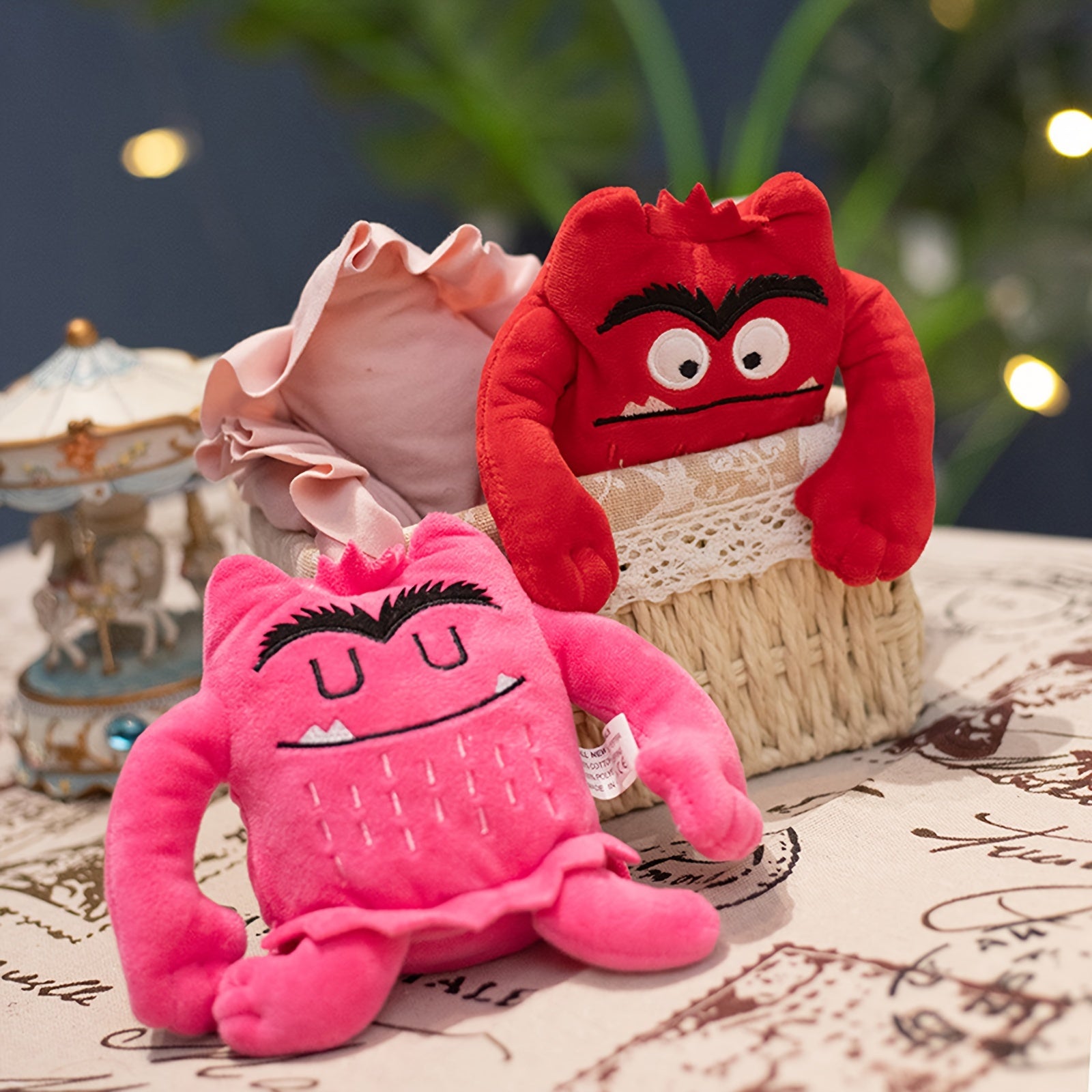 6pcs Colorful Monster Plush Toys for Kids Angry Emotional Soft Polyester Blend