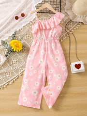 Toddler Girls Daisy Graphic Ruffle Trim Rompers