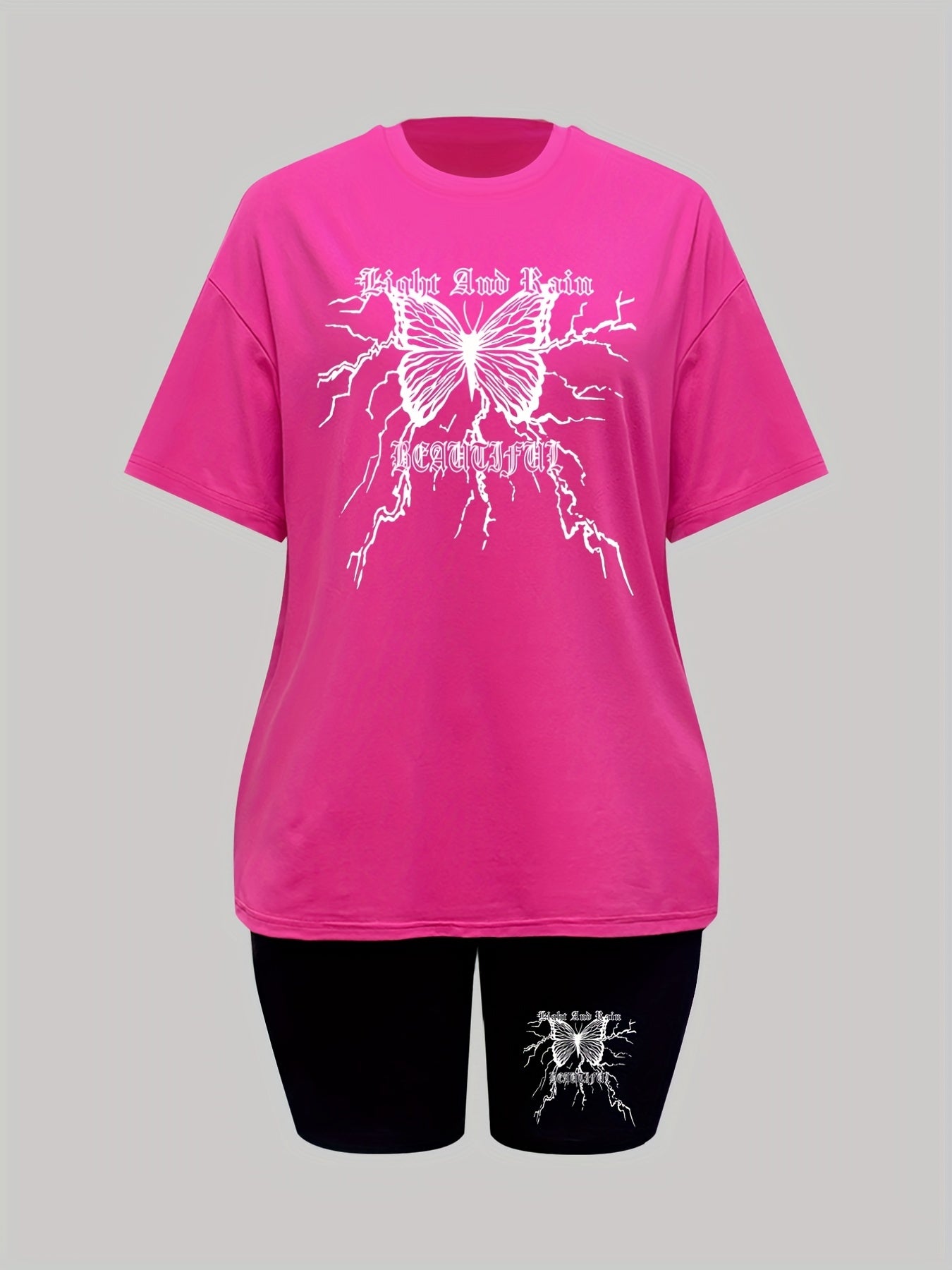 Butterfly & Letter Print Casual Two piece Set