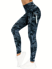 Sports Leggings Wide Waistband Butt Lifting Yoga Pants With Pockets