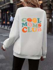 Letter & Smile Graphic Print Pullover Sweatshirt Casual Long Sleeve
