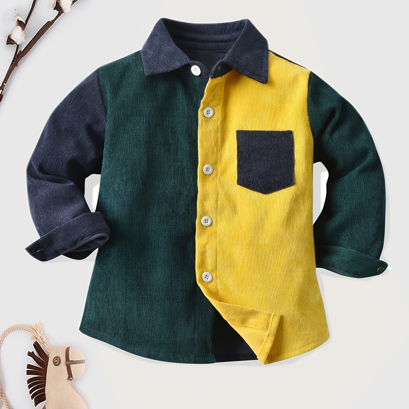 Toddler Boys Long Sleeve Colorblock Shirt Top