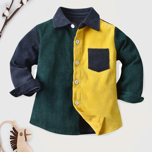Toddler Boys Long Sleeve Colorblock Shirt Top