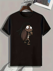 Cartoon Cockroach Pattern Print Men's Comfy Sports T-shirt
