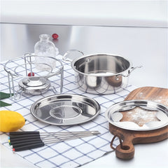 Stainless Steel Chocolate Melting Pot Fondue Set for Restaurant