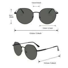 Round Frame Sunglasses Vintage Metal Temple UV400