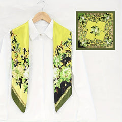 Flower Print Satin Shawl Silk Square Scarf Bandana Windproof Head Wrap