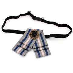 Crystal Decor Striped Bow Tie Classic Pre-tied Necktie for Women