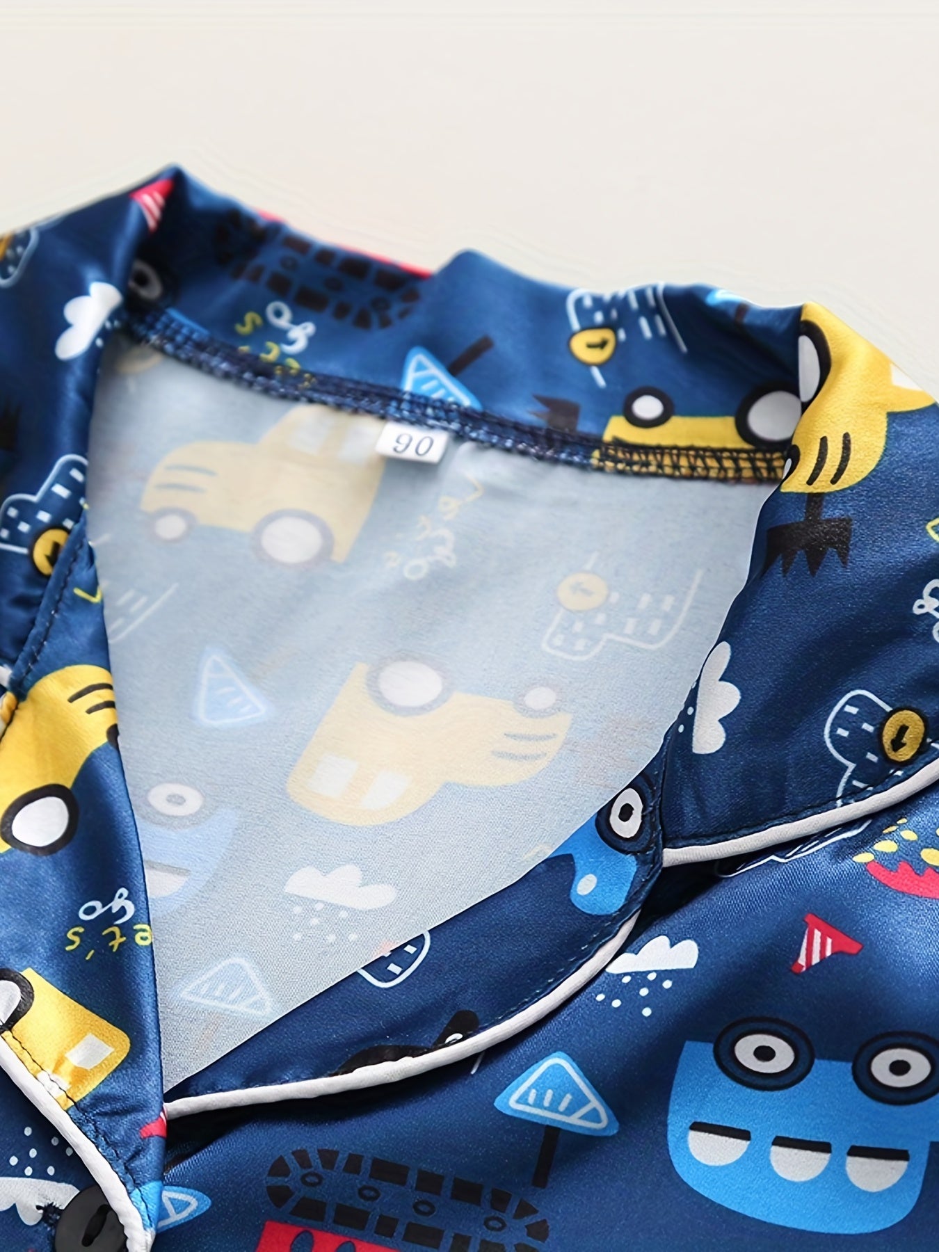 Boys Cartoon Cars Pajamas Set Short Sleeves Tops & Bottoms Cozy Homewear