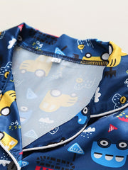 Boys Cartoon Cars Pajamas Set Short Sleeves Tops & Bottoms Cozy Homewear