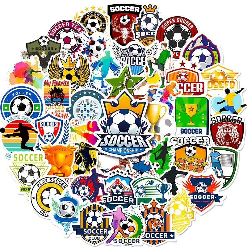 50pcs Football Stickers PVC Trophy Football Stickers For Luggage Computer