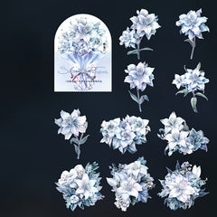 10Sheet Laser Silver Flower Stickers Sleeping Flowers Collection