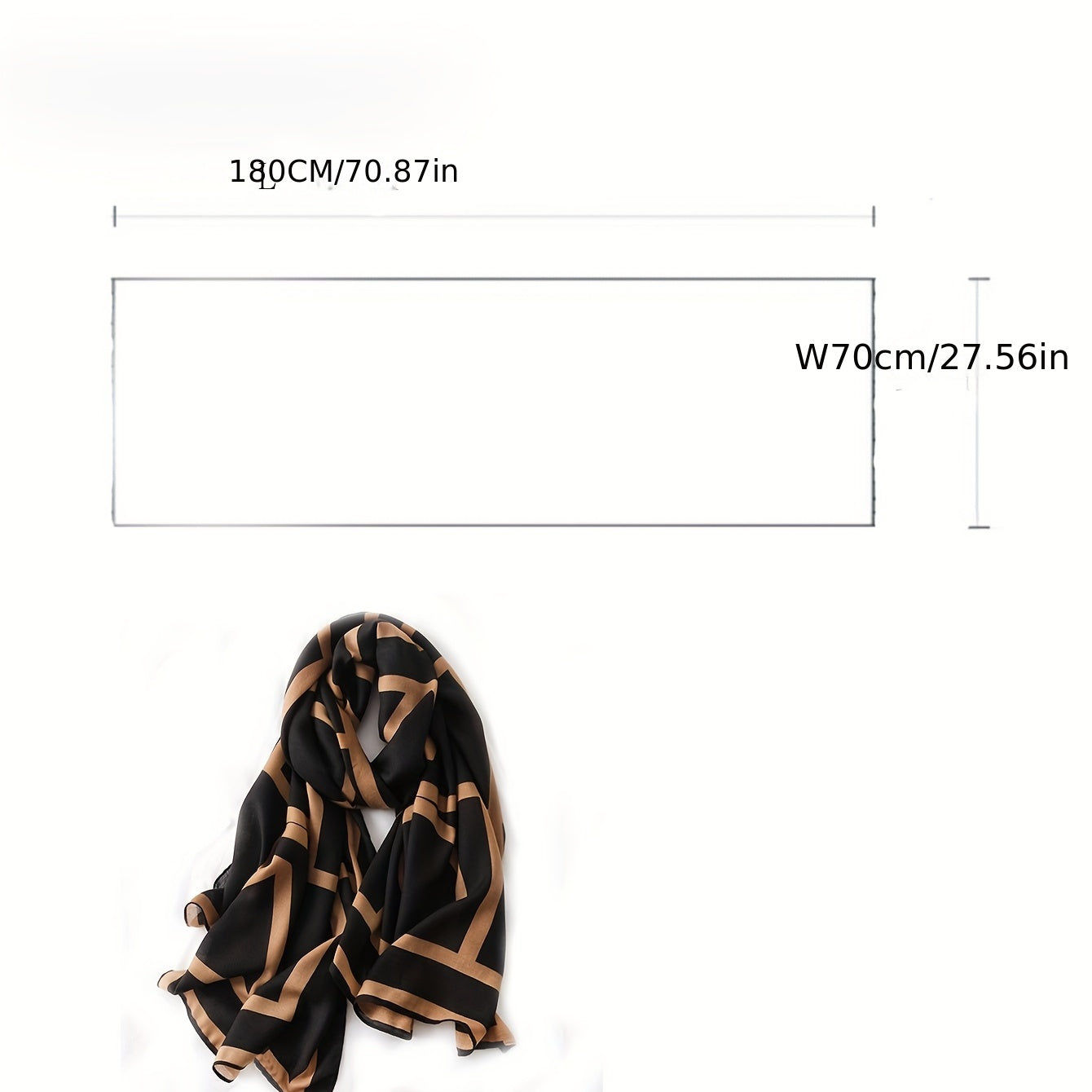 Classic Stripe Print Long Scarf & Brown Casual Shawl