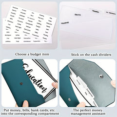 Budget Envelope Cash Wallet for Wallets with Tab Stickers