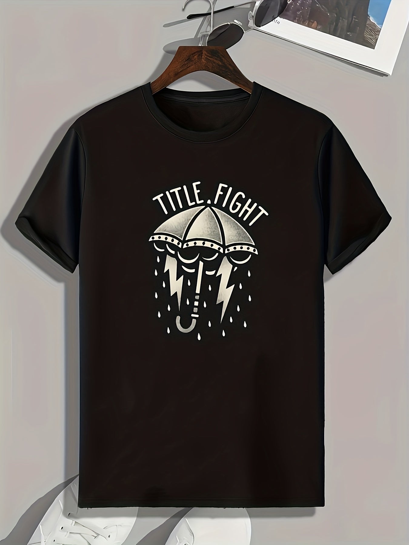 Men's Umbrella Print Graphic T-shirt for Summer