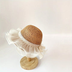 Summer Baby Hat Sunscreen Straw Hat Princess Style Hollow Breathable