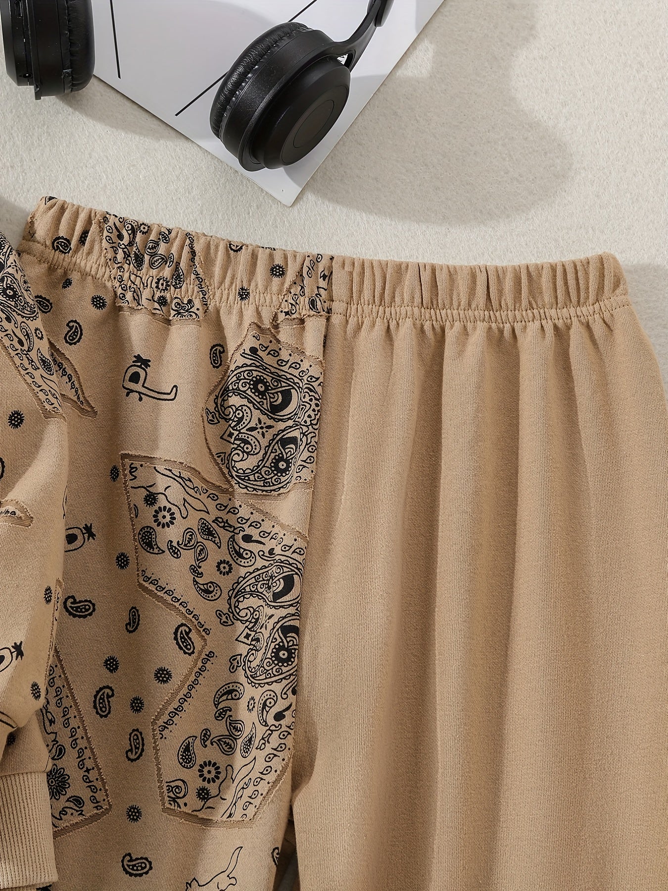 Boy's Paisley Pattern 2pcs Set Casual Outfits Kids Clothes