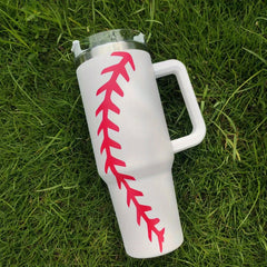 40oz Stainless Steel Sports Tumbler, Football Baseball Basketball Design