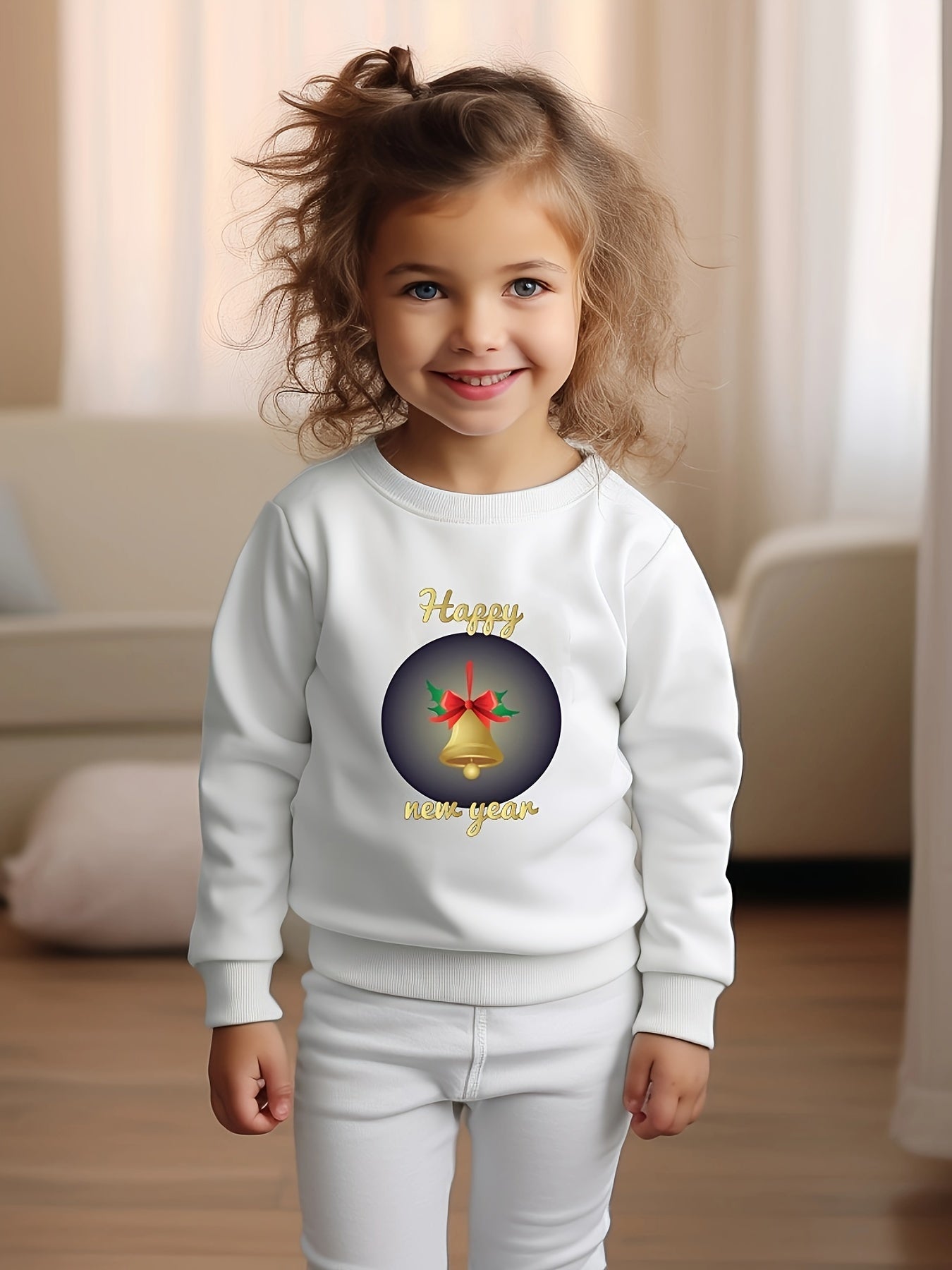 OERYUI Toddler Cartoon Bell & HAPPY YEAR Sweatshirt Top