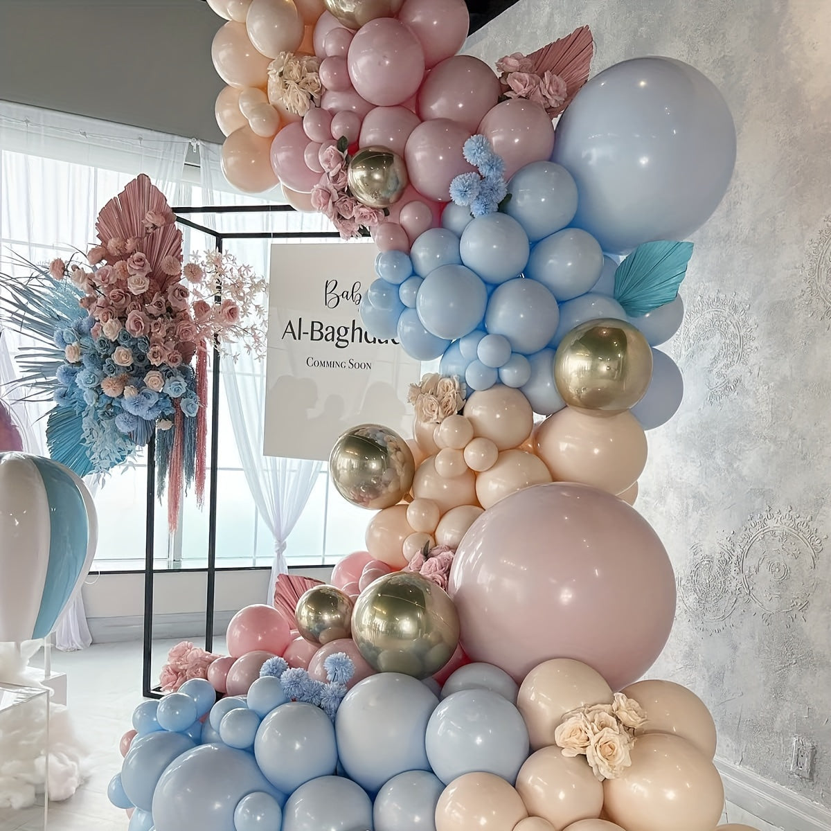 134pcs Gender Reveal Balloon Arch Pink Pastel Party Decoration