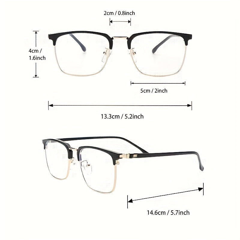 Men's Half Frame Metal Glasses for Formal Occasions