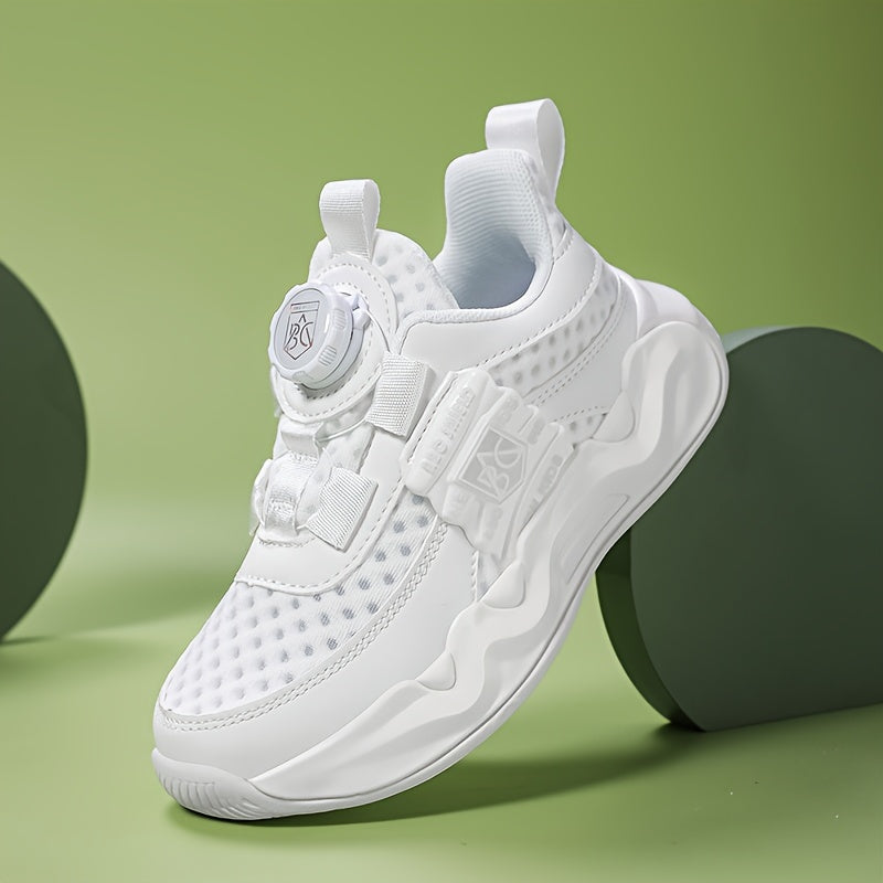 Boys Luminous Sneakers with Rotating Button Breathable Non-slip Shoes