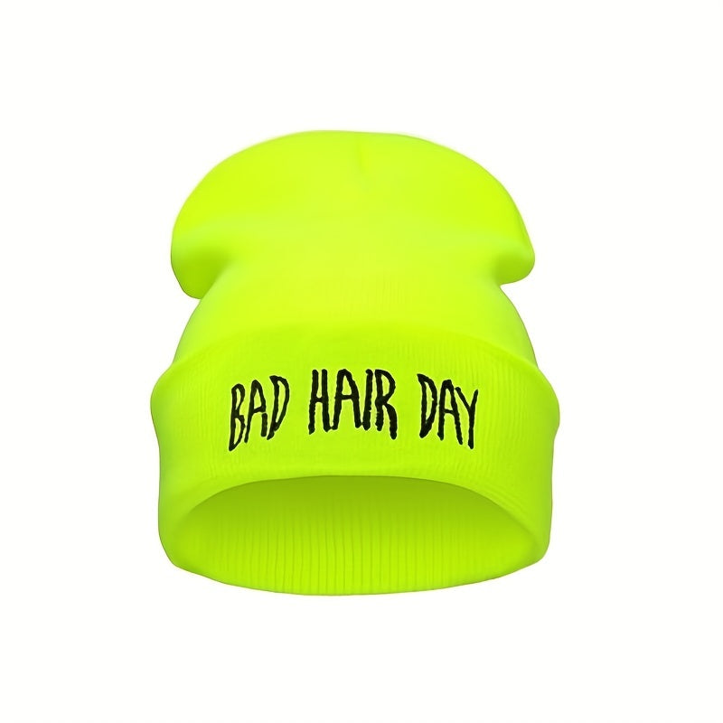 Bad Hair Embroidery Beanie Unisex Knit Hat Windproof Warm Beanies