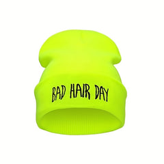 Bad Hair Embroidery Beanie Unisex Knit Hat Windproof Warm Beanies