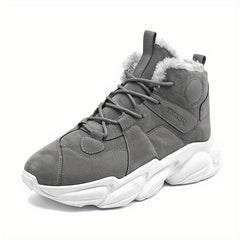 Men's Winter Plush Lace up Sneakers Casual Fuzzy Walking Shoes