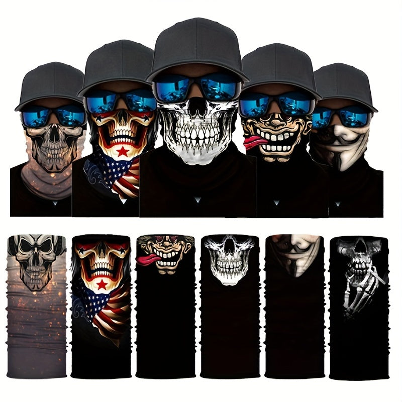 Skull Head Half Face Magic Scarf Seamless Neck Outdoor Mask