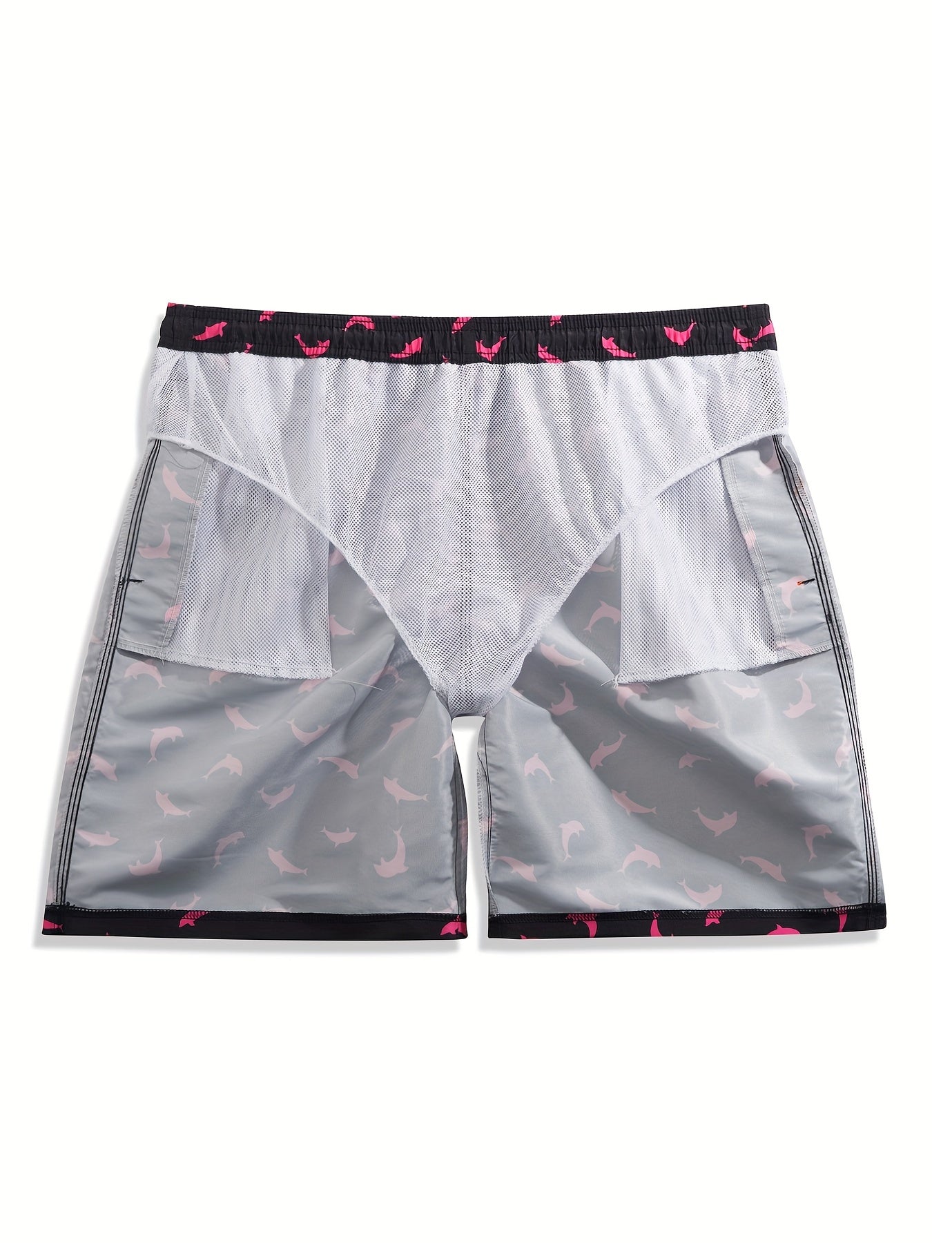 Dolphin Print Casual Drawstring Summer Beach Shorts