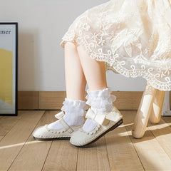 6 Pairs Girls Lace Ruffle Crew Socks for Kids