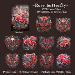 10 Sheets Spooky Butterfly Series PET Laser Silvery Stickers