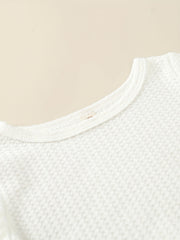 Girl's Solid 2pcs Long Sleeve Top & Shorts Set Waffle Texture Outfit