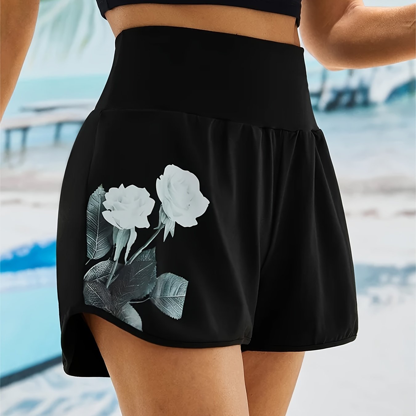 Gothic Floral Print High Waist Shorts