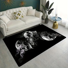 Gothic Skull Printed Mat Anti-slip Flannel Living Room Carpet
