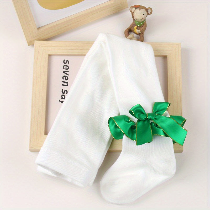 Girls Lace Pantyhose with Bow Decoration