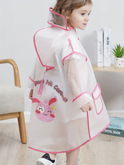 Cartoon Bunny Rain Poncho for Girls - Reusable Waterproof