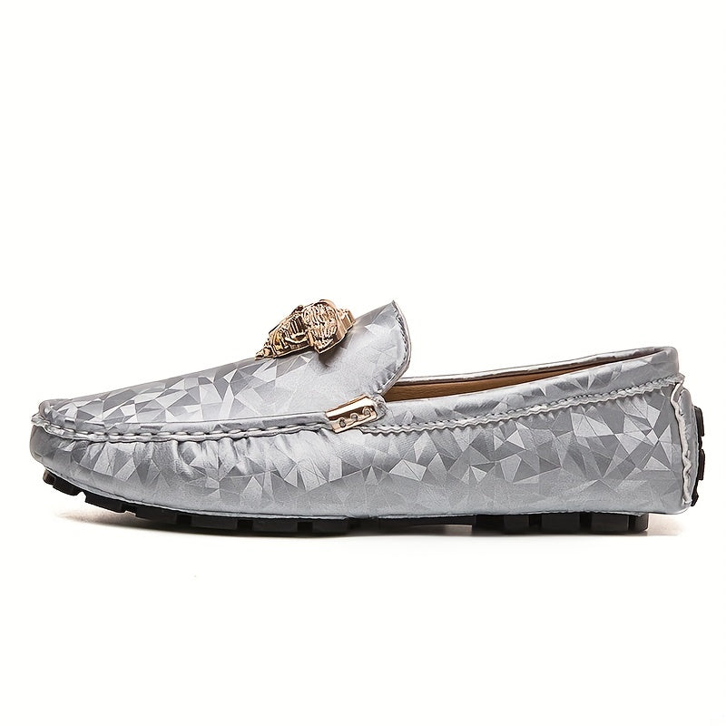 Men's Metallic Decor Loafer Shoes Non-slip Slip On Driving Shoes