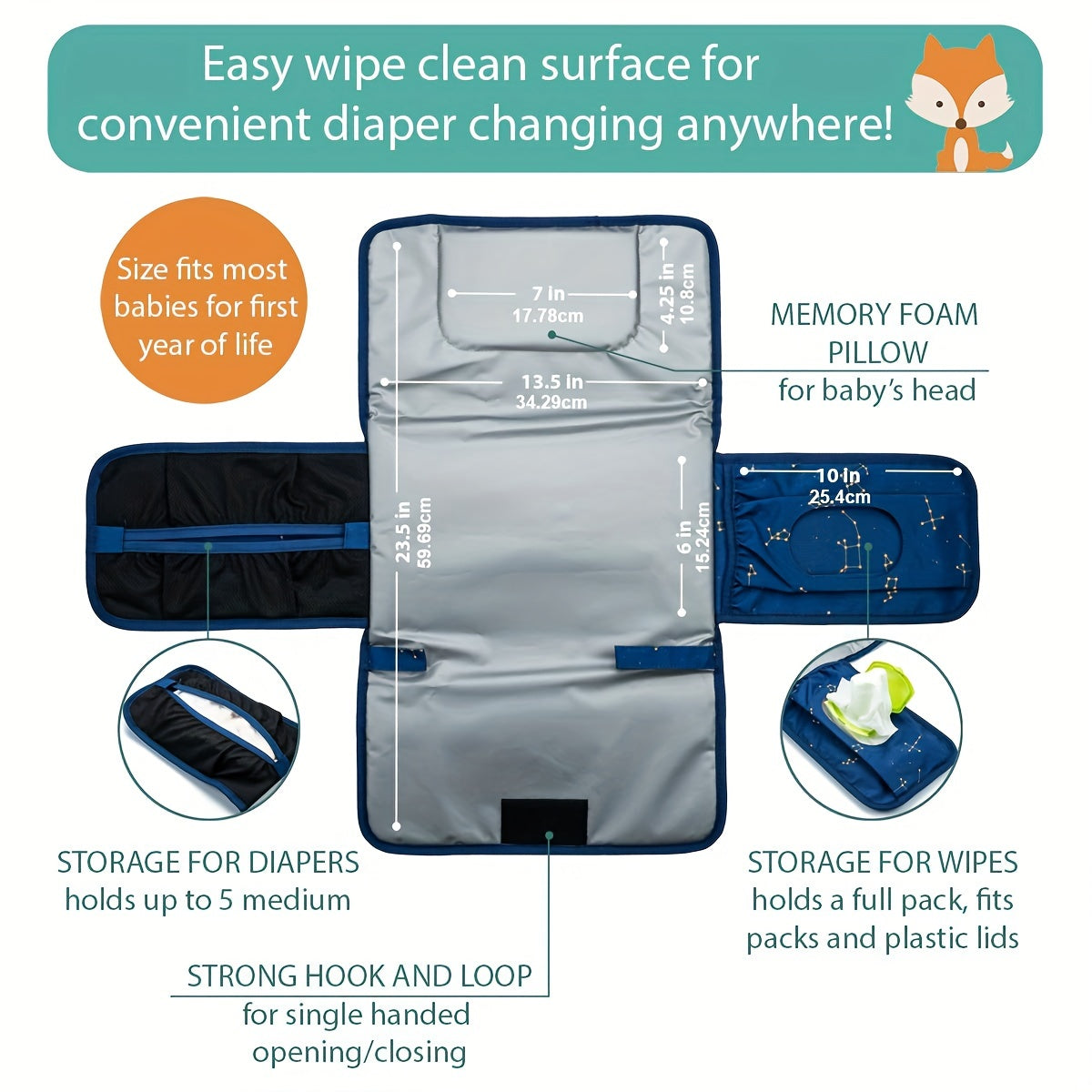 Stylish Star Pattern Baby Changing Pad for On-the-Go Diaper Changes