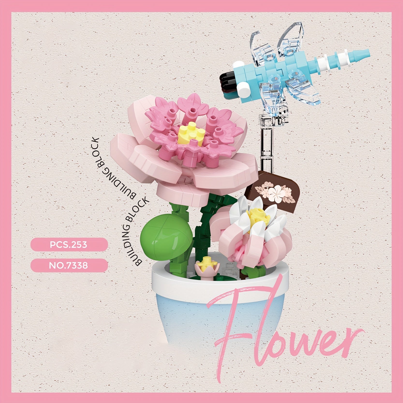 Colorful Mini Building Block Flower & Insect Figurines Desk Decor