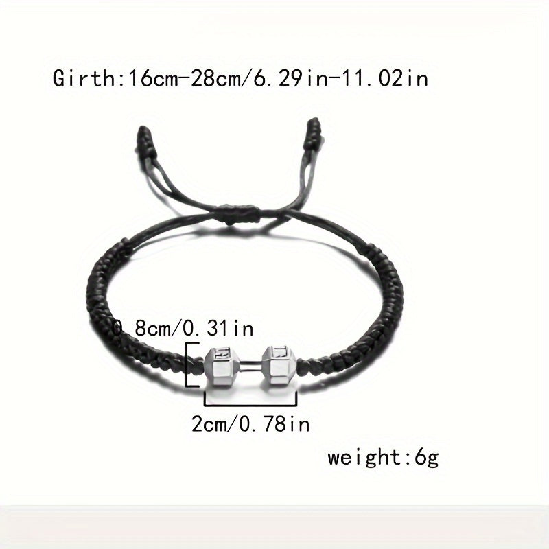 Handwoven Dumbbell Bracelet Alloy Barbell Bracelet