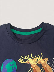 Christmas Sleigh Print Boy's Holiday T shirt