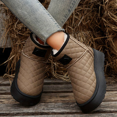 Plush Lined Furry Snow Shoes Thick Sole Suede Non Slip Winter Boots