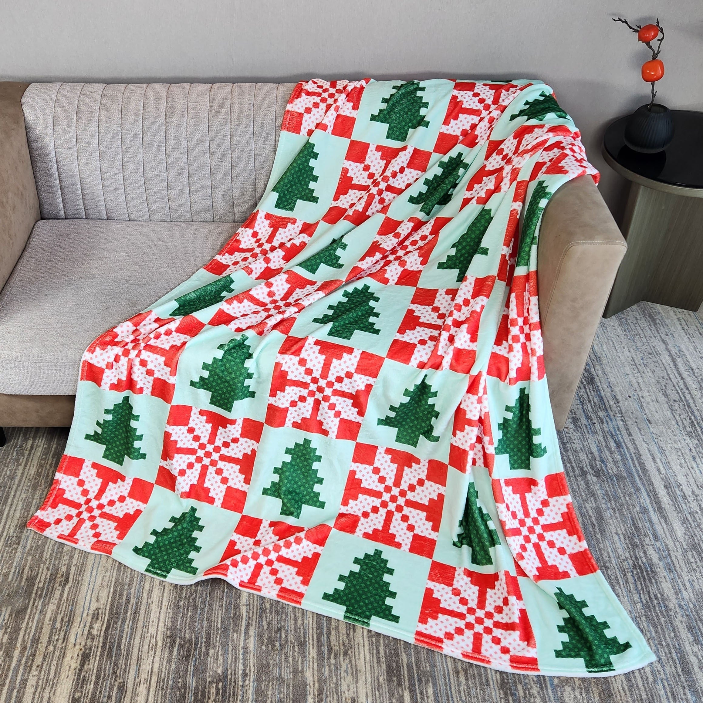 Cozy Christmas Pattern Blanket for Camping & Home Use