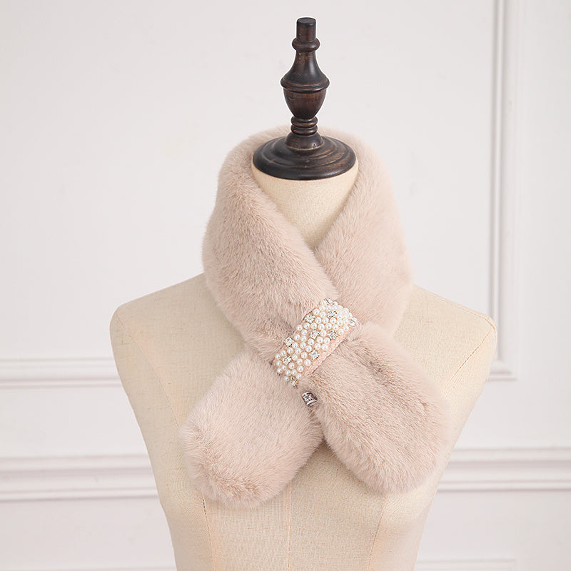 Rabbit Fur Neck Scarf Solid Wrap Scarf Neck Warmer For Winter