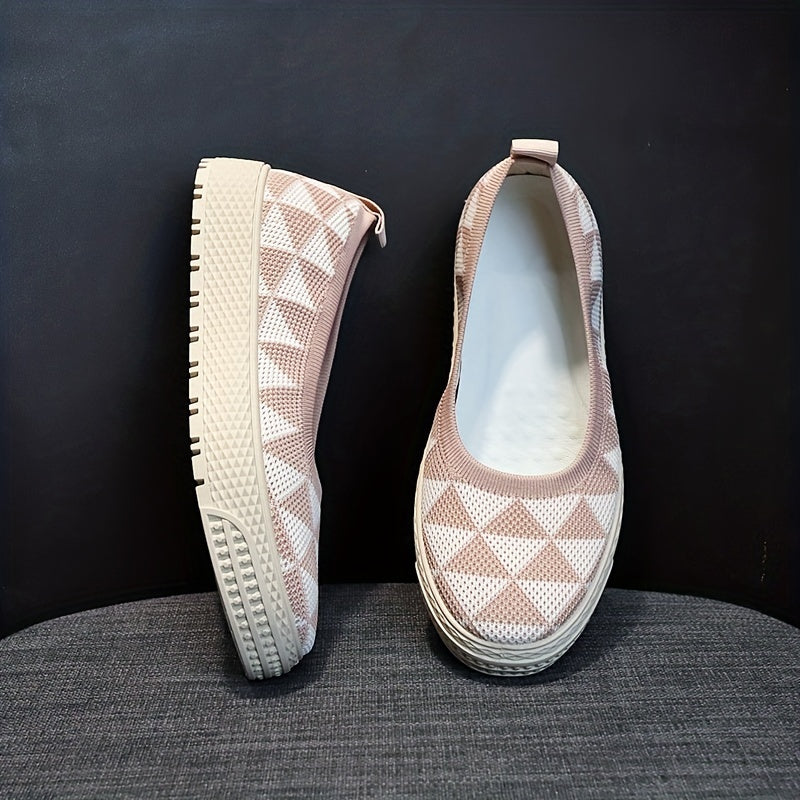 Women's Geometric Loafers Breathable Slip On Shoes Lightweight