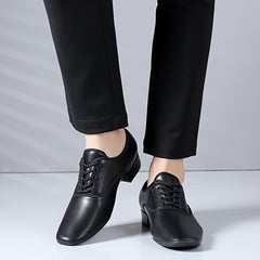 Men's Low Heel Point Shoes Comfy Lace Up Dance Shoes